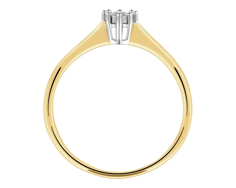 9ct Yellow Gold, White Gold Ring with Diamond - 0,05 ct - fineness 375