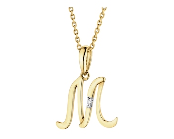 Zlatý přívěsek s diamantem - písmeno M - 0,004 ct - ryzost 585