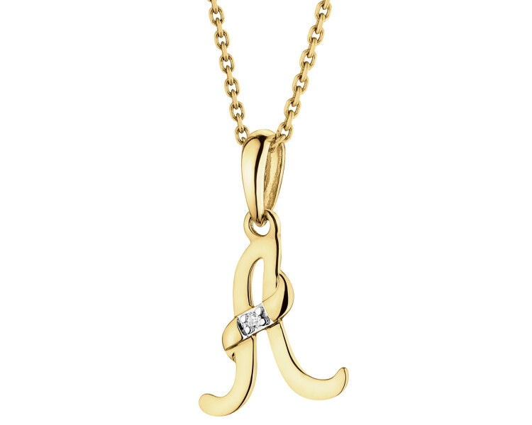 14ct Yellow Gold Pendant with Diamond - 0,004 ct - fineness 14 K
