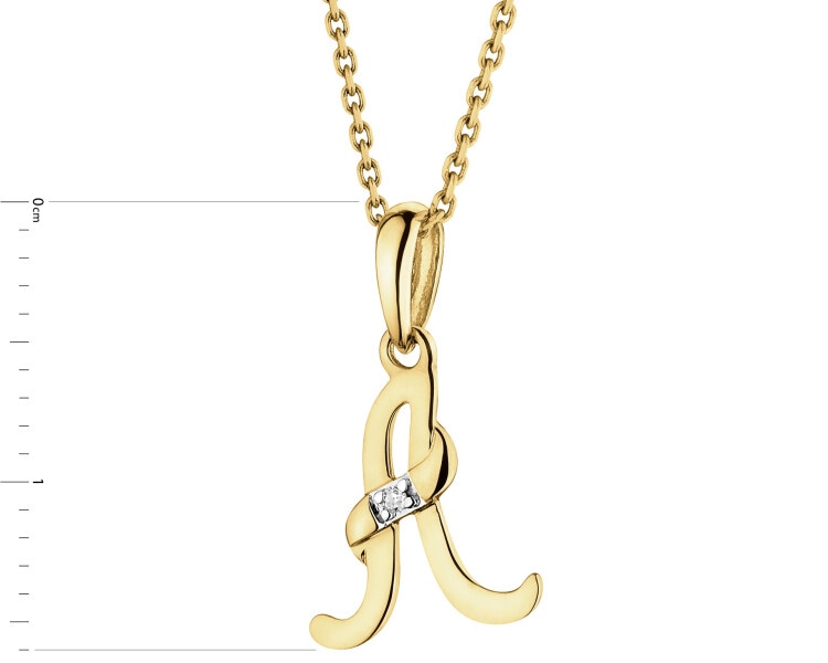 14ct Yellow Gold Pendant with Diamond - 0,004 ct - fineness 14 K