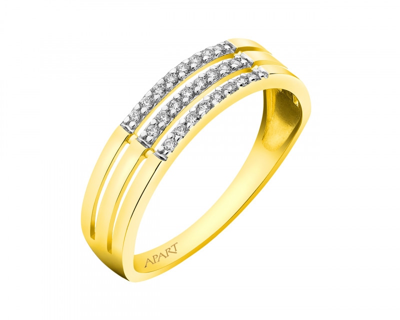 8ct Rhodium-Plated Yellow Gold Ring with Cubic Zirconia