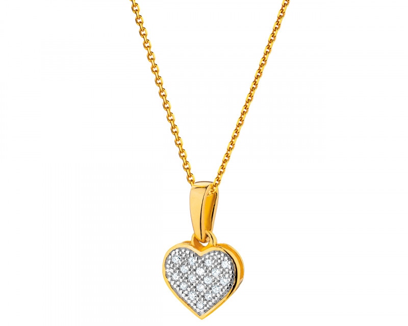 Zlatý přívěsek s diamanty - srdce 0,05 ct - ryzost 585
