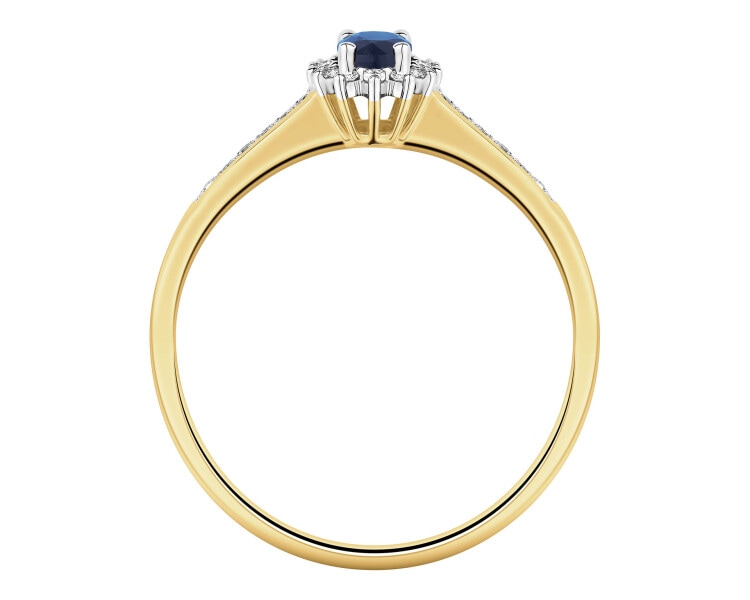 14ct Yellow Gold Ring with Diamonds - fineness 14 K