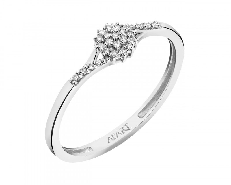 9ct White Gold Ring with Diamonds 0,06 ct - fineness 9 K