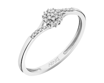 9ct White Gold Ring with Diamonds 0,06 ct - fineness 9 K