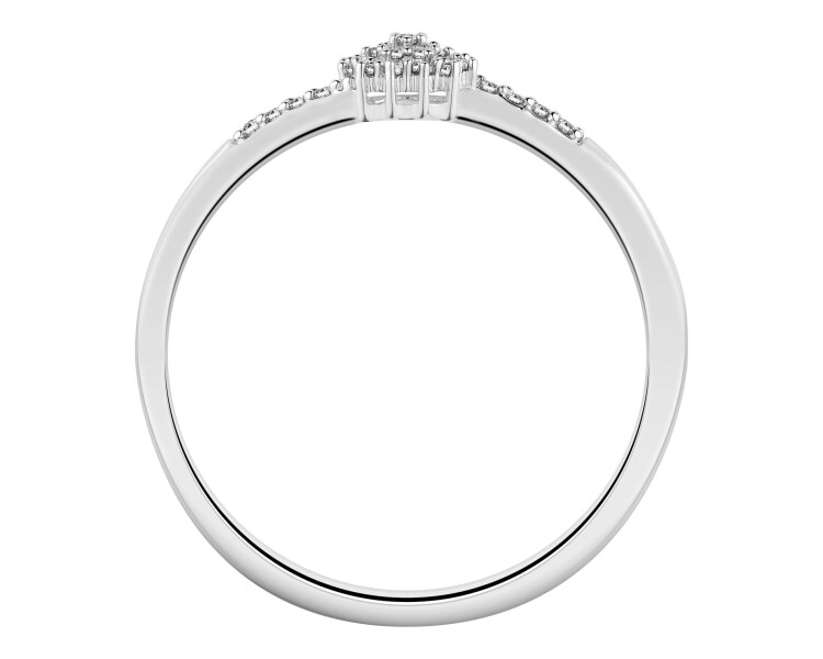 9ct White Gold Ring with Diamonds - 0,06 ct - fineness 9 K