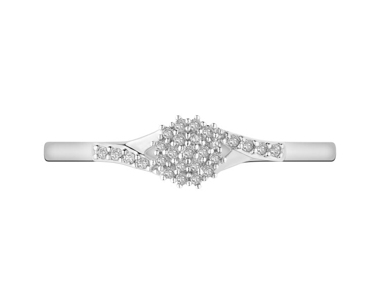 9ct White Gold Ring with Diamonds - 0,06 ct - fineness 9 K