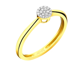 9ct Yellow Gold Ring with Diamonds 0,05 ct - fineness 9 K