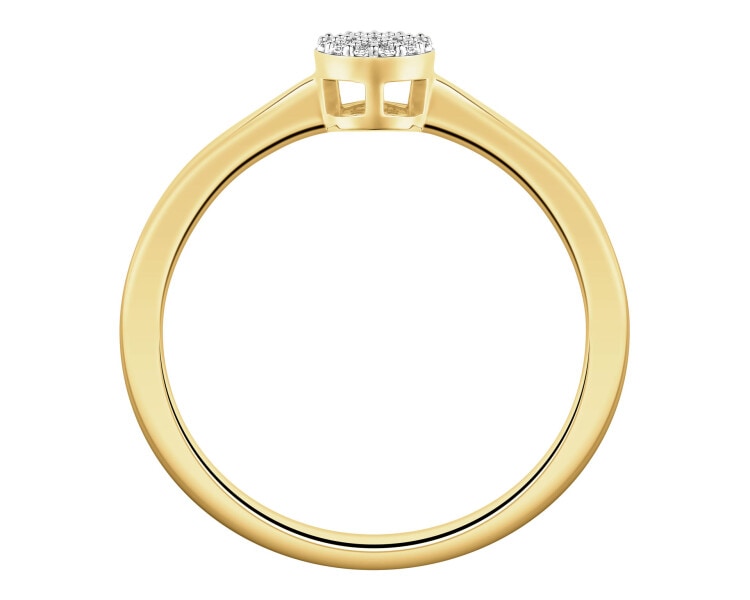 9ct Yellow Gold Ring with Diamonds - 0,05 ct - fineness 9 K