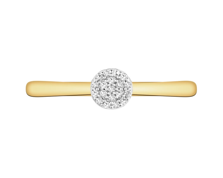 9ct Yellow Gold Ring with Diamonds - 0,05 ct - fineness 9 K