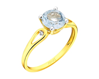 9ct Yellow Gold Ring with Diamonds - fineness 9 K
