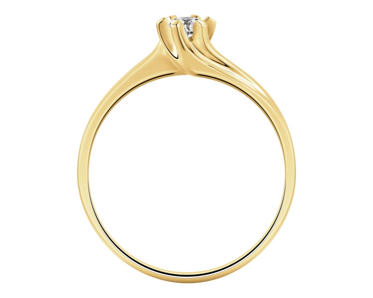 Zlatý prsten s briliantem - 0,09 ct - ryzost 585