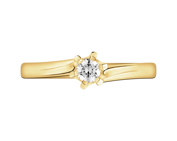 Zlatý prsten s briliantem - 0,09 ct - ryzost 585