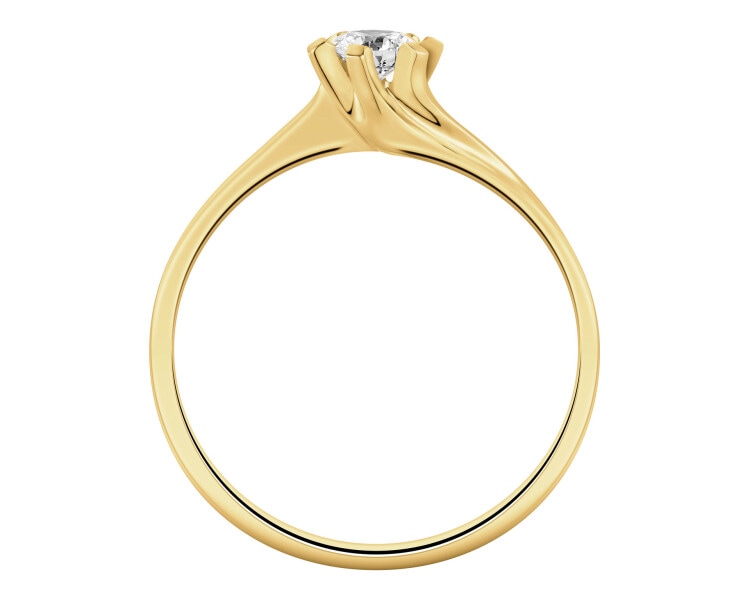 Pierścionek z żółtego złota z brylantem - 0,16 ct - próba 585