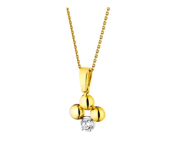 8ct Rhodium-Plated Yellow Gold Pendant with Cubic Zirconia