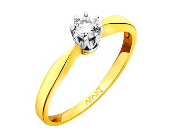Yellow and white gold ring with brilliant 0,16 ct - fineness 585