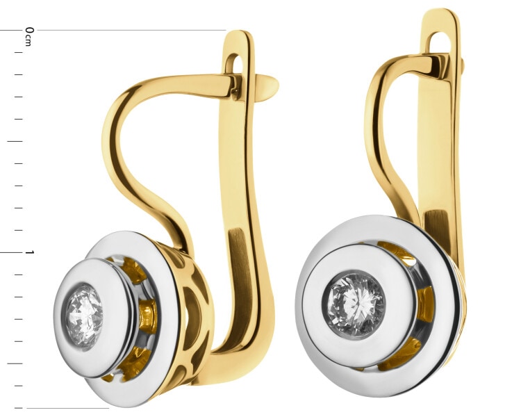 Náušnice ze žlutého a bílého zlata s diamanty - 0,20 ct - ryzost 585