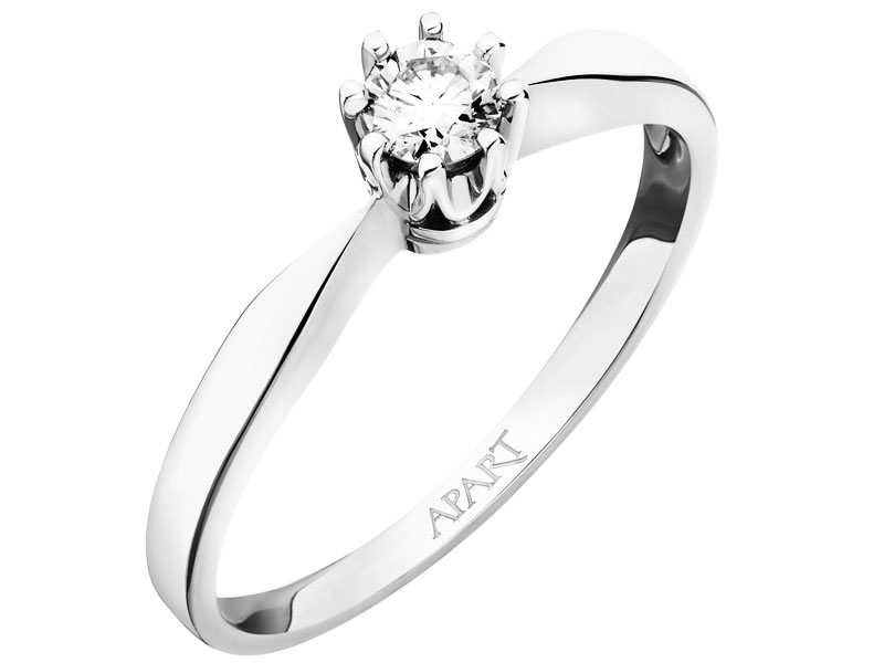 White gold ring with brilliant 0,16 ct - fineness 14 K