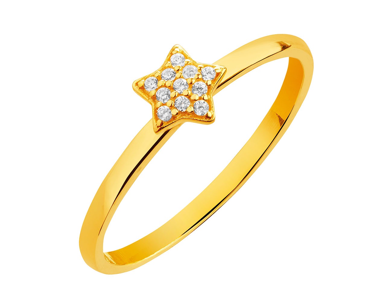 Złoty pierścionek z cyrkoniami - gwiazda