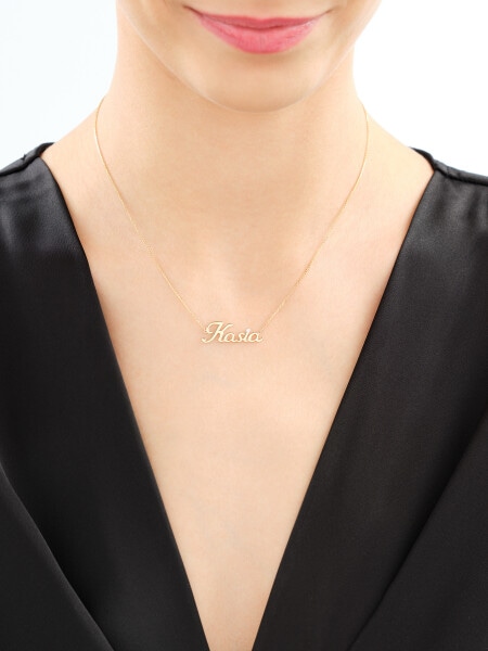 Naszyjnik z żółtego złota z diamentem - Kasia - 0,005 ct - próba 375