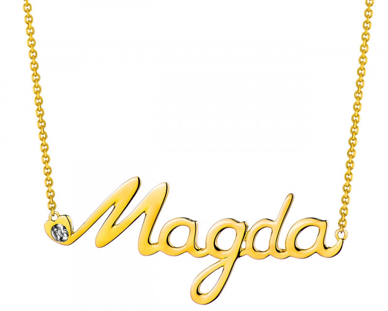Naszyjnik z żółtego złota z diamentem - Magda 0,005 ct - próba 375