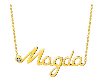 Naszyjnik z żółtego złota z diamentem - Magda 0,005 ct - próba 375
