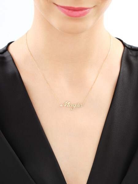 Naszyjnik z żółtego złota z diamentem - Magda - 0,005 ct - próba 375