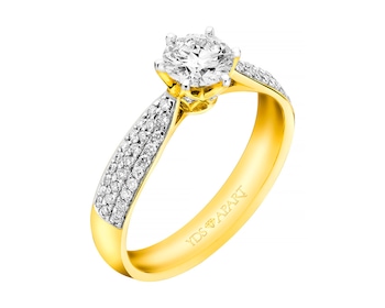 18ct Yellow Gold Ring with Diamonds 0,96 ct - fineness 18 K