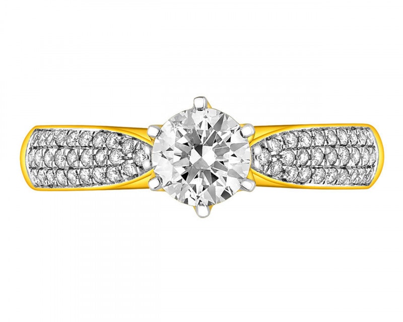 18ct Yellow Gold Ring with Diamonds 0,96 ct - fineness 18 K