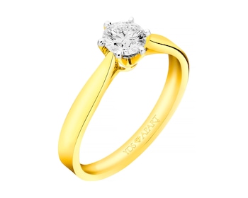 18ct Yellow Gold Ring with Diamond 0,50 ct - fineness 18 K