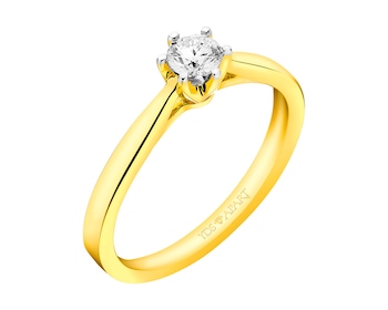 Prsten ze žlutého zlata s briliantem 0,18 ct - ryzost 750