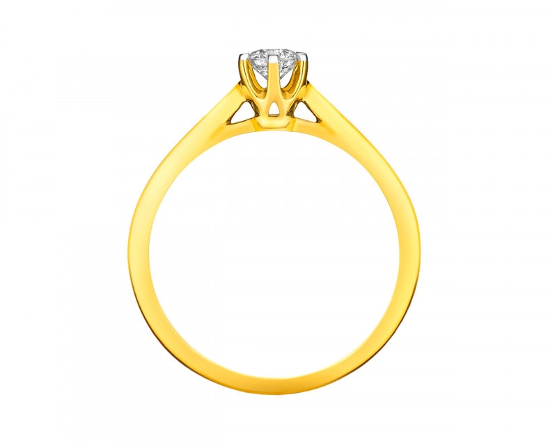 Prsten ze žlutého zlata s briliantem 0,18 ct - ryzost 750