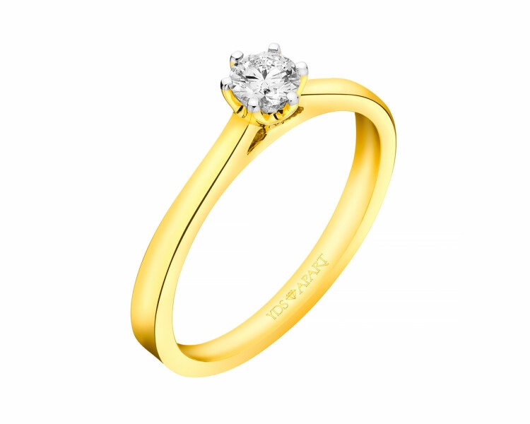 Zlatý prsten s briliantem 0,18 ct - ryzost 750