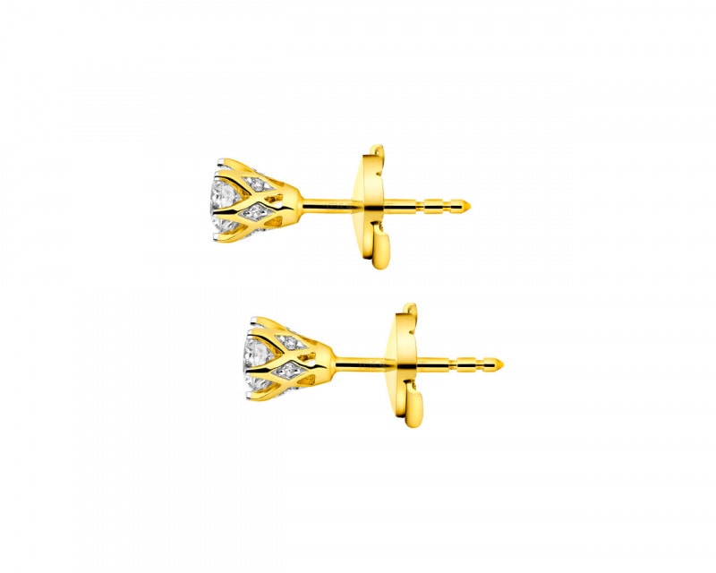 18ct Yellow Gold Earrings with Diamonds 0,49 ct - fineness 18 K