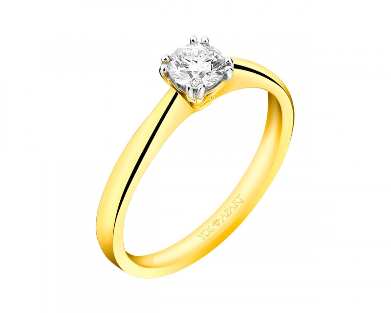 18ct Yellow Gold Ring with Diamond 0,30 ct - fineness 18 K