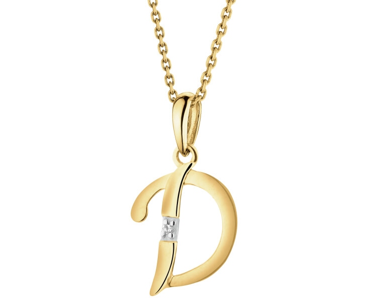 14ct Yellow Gold Pendant with Diamond - 0,004 ct - fineness 14 K