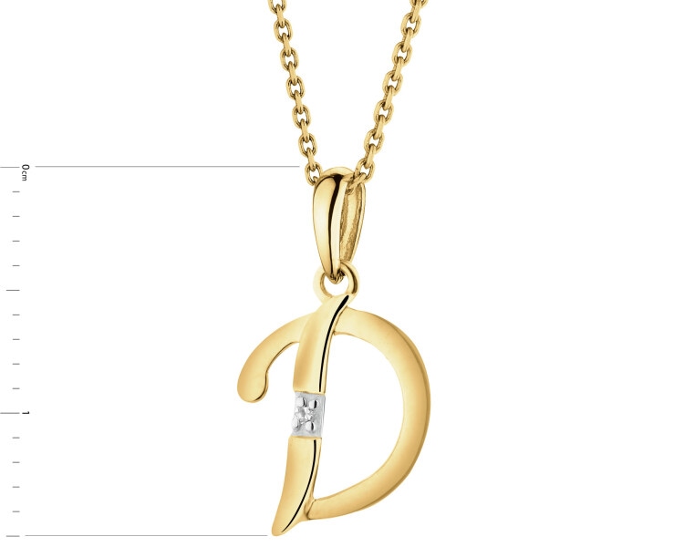14ct Yellow Gold Pendant with Diamond - 0,004 ct - fineness 14 K