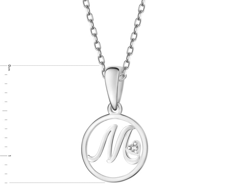 14ct White Gold Pendant with Diamond - 0,003 ct - fineness 14 K