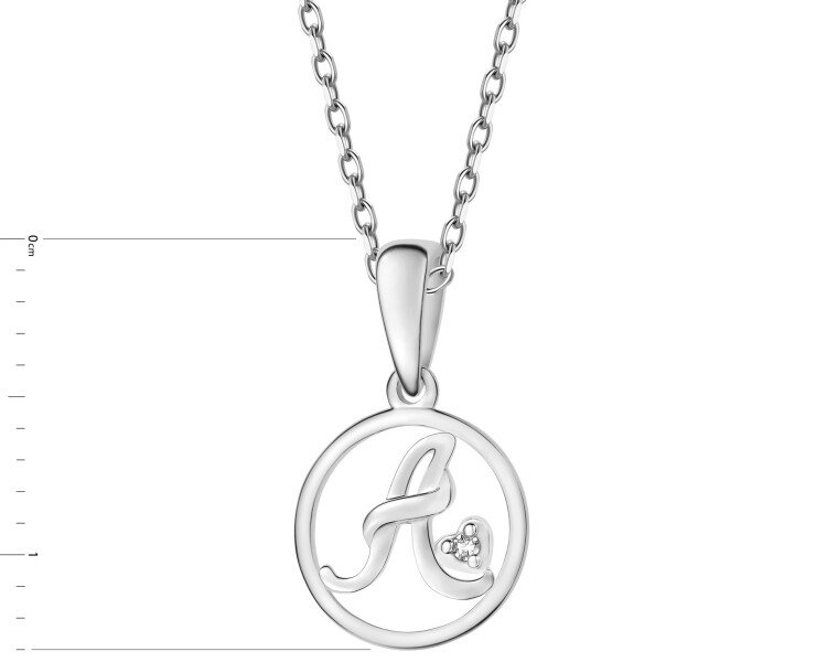 14ct White Gold Pendant with Diamond - 0,003 ct - fineness 14 K