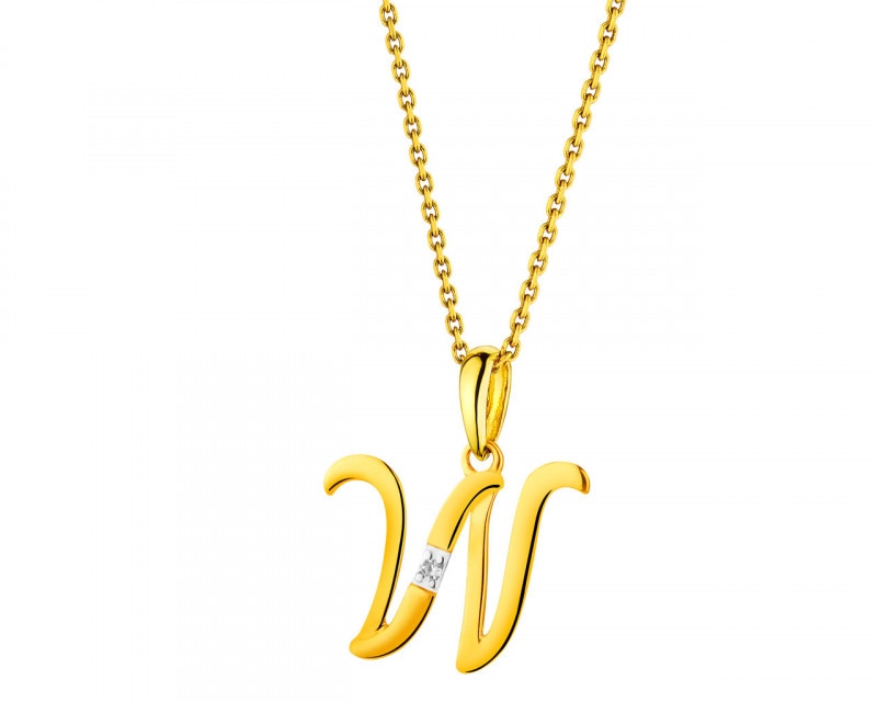 14ct Yellow Gold Pendant with Diamond 0,004 ct - fineness 14 K