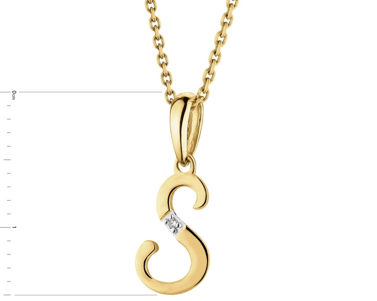 14ct Yellow Gold Pendant with Diamond - 0,004 ct - fineness 14 K