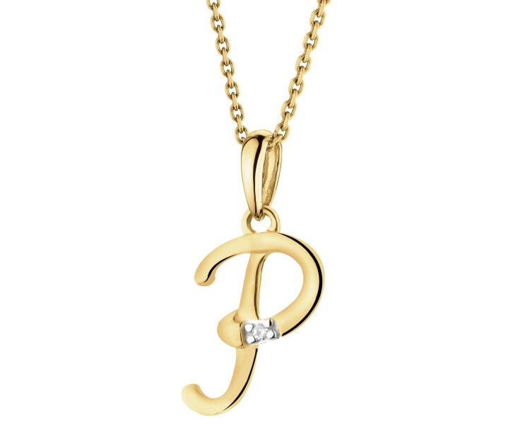 14ct Yellow Gold Pendant with Diamond - 0,004 ct - fineness 14 K