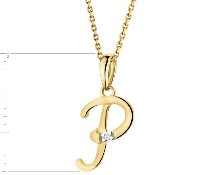 14ct Yellow Gold Pendant with Diamond - 0,004 ct - fineness 14 K