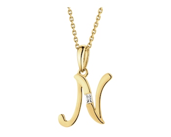 Zlatý přívěsek s diamantem - písmeno N - 0,004 ct - ryzost 585