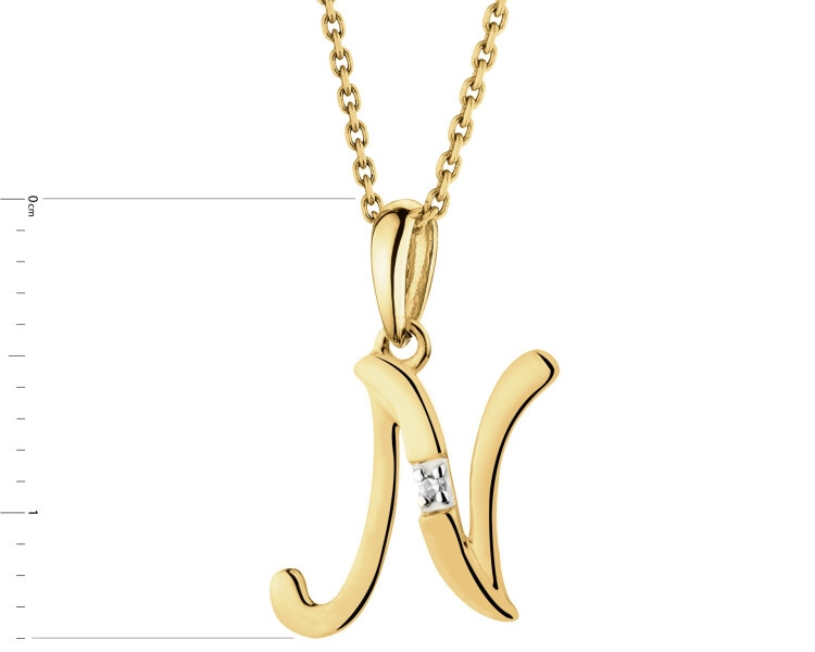 14ct Yellow Gold Pendant with Diamond - 0,004 ct - fineness 14 K