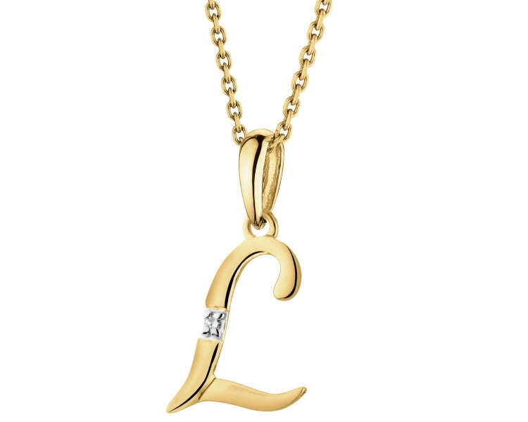 14ct Yellow Gold Pendant with Diamond - 0,004 ct - fineness 14 K