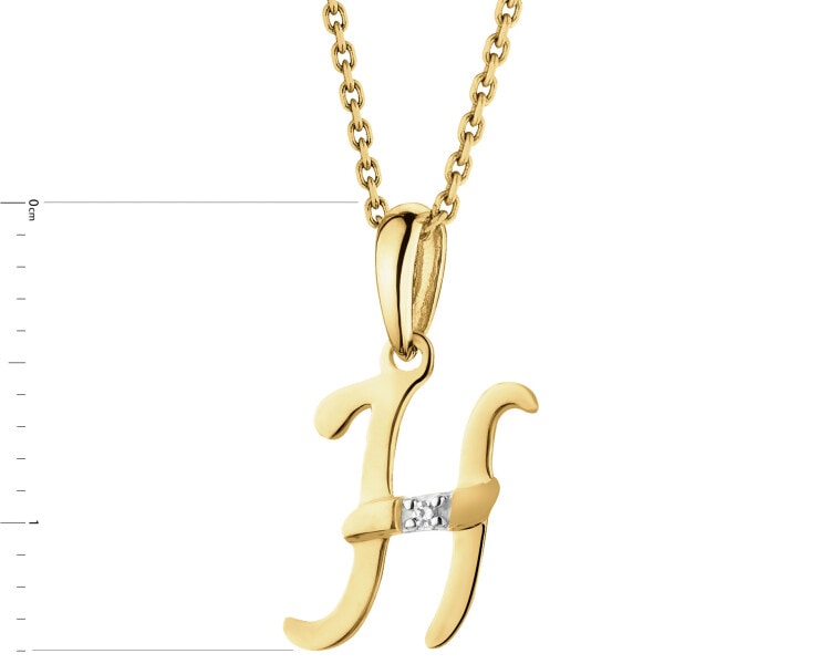 14ct Yellow Gold Pendant with Diamond - 0,004 ct - fineness 14 K