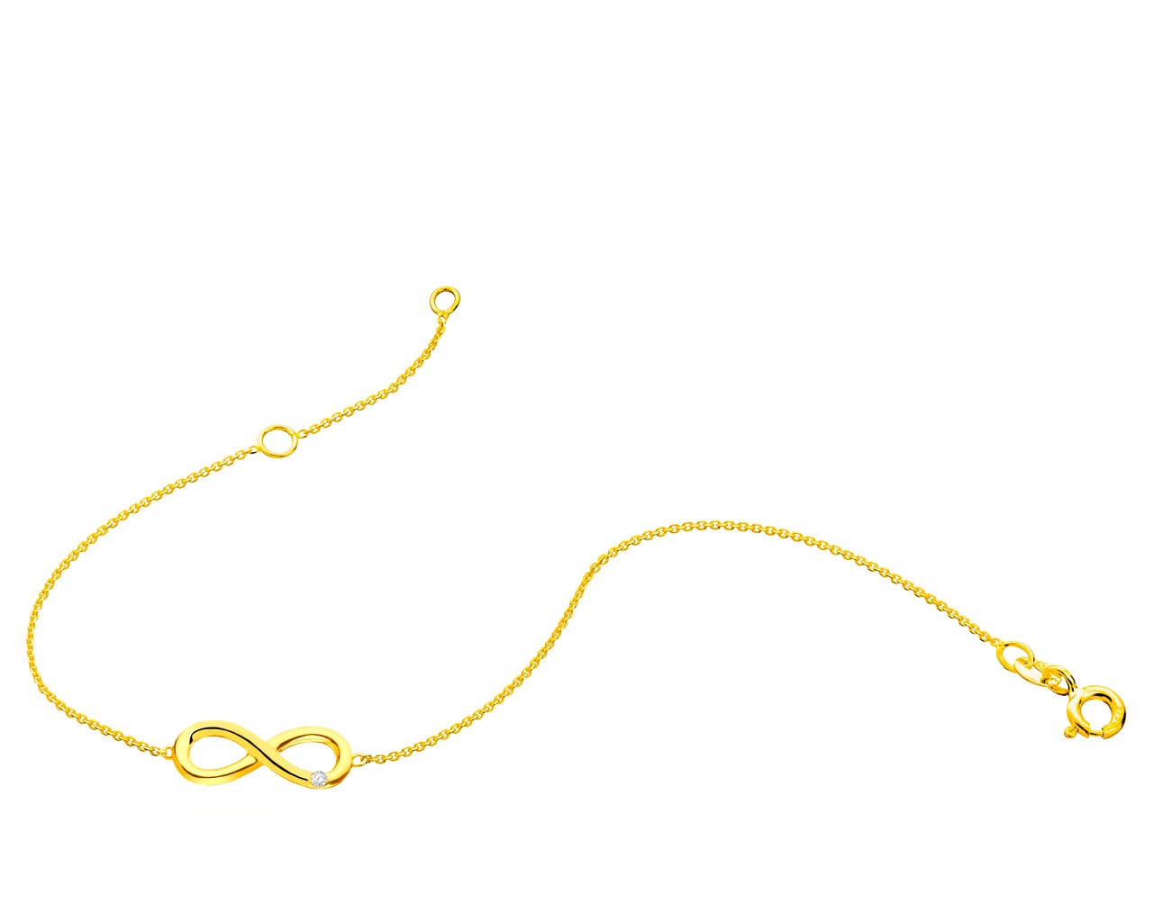Bransoletka z żółtego złota z brylantem - nieskończoność 0,01 ct - próba 375