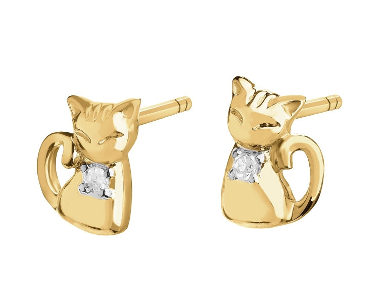 9ct Yellow Gold Earrings with Diamonds - 0,01 ct - fineness 9 K