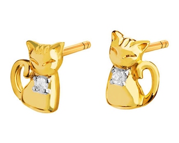 9ct Yellow Gold Earrings with Diamonds 0,01 ct - fineness 9 K